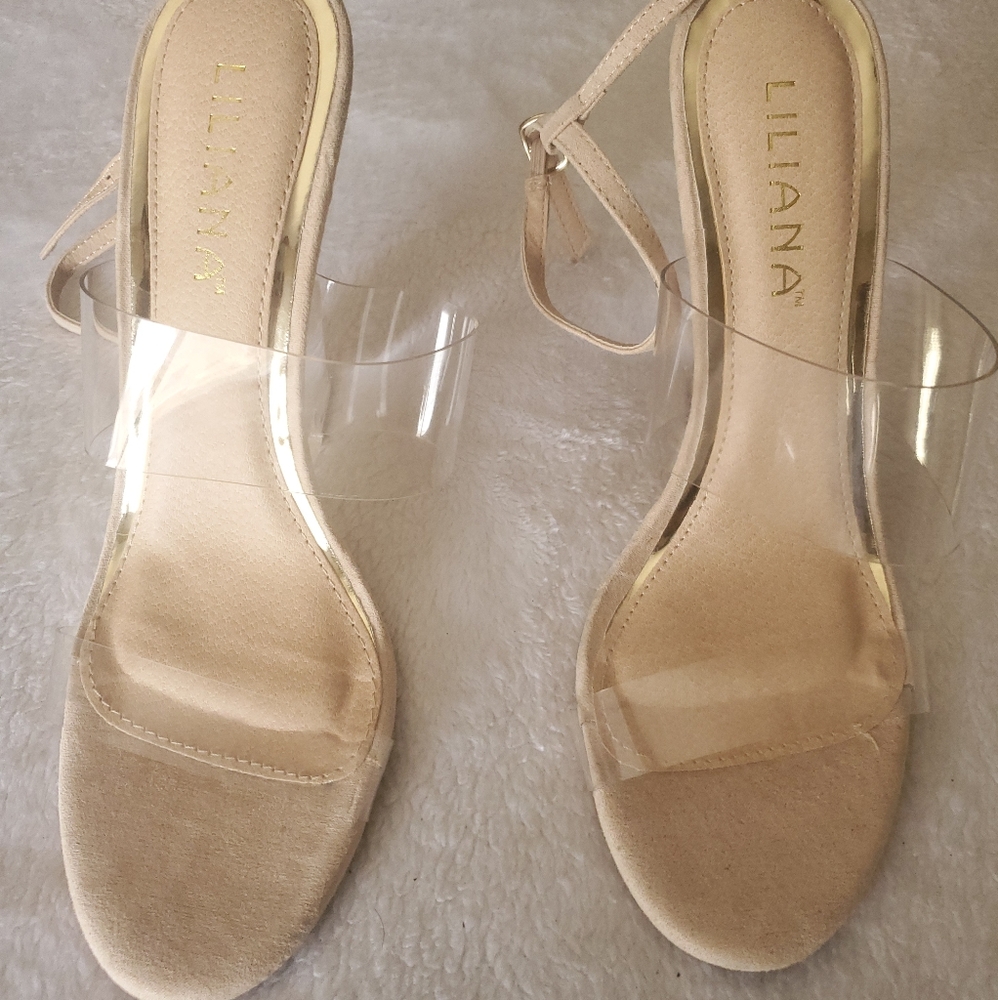 Clear strappy wedge